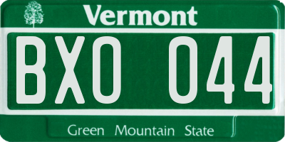 VT license plate BXO044