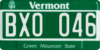 VT license plate BXO046