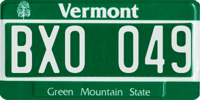 VT license plate BXO049
