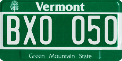 VT license plate BXO050