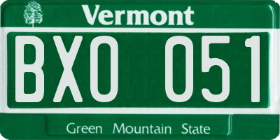 VT license plate BXO051