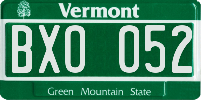 VT license plate BXO052