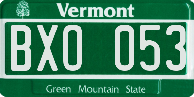 VT license plate BXO053