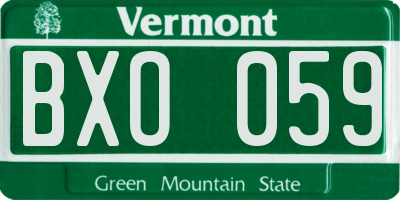 VT license plate BXO059