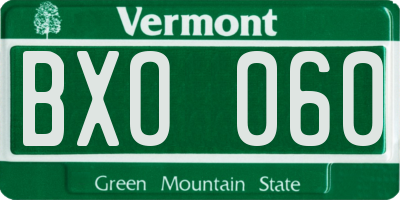 VT license plate BXO060