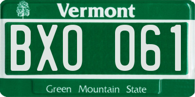 VT license plate BXO061