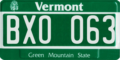 VT license plate BXO063