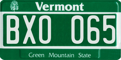 VT license plate BXO065