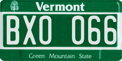 VT license plate BXO066