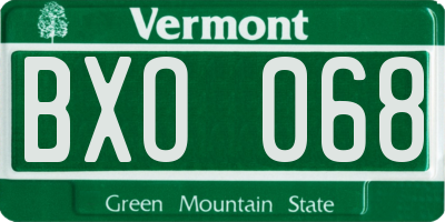 VT license plate BXO068