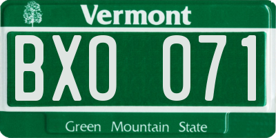 VT license plate BXO071