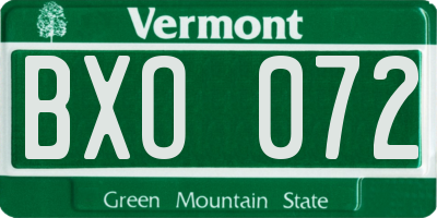 VT license plate BXO072