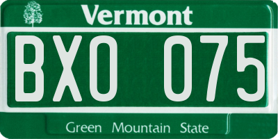 VT license plate BXO075
