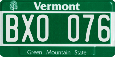 VT license plate BXO076