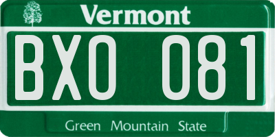 VT license plate BXO081