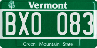VT license plate BXO083
