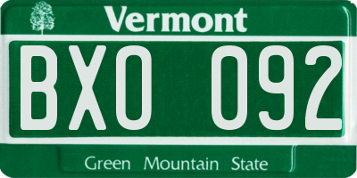 VT license plate BXO092