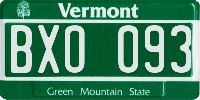VT license plate BXO093
