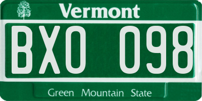 VT license plate BXO098