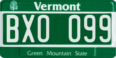 VT license plate BXO099