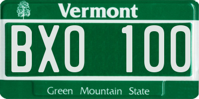 VT license plate BXO100