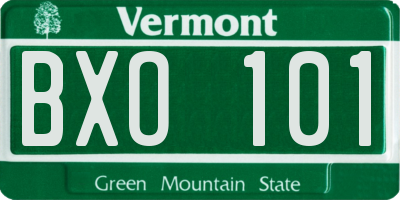VT license plate BXO101