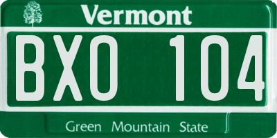 VT license plate BXO104