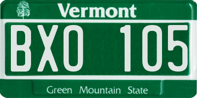 VT license plate BXO105