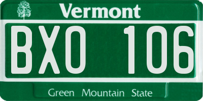 VT license plate BXO106