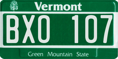 VT license plate BXO107
