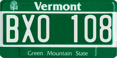 VT license plate BXO108
