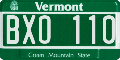VT license plate BXO110
