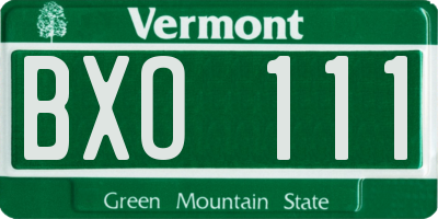 VT license plate BXO111