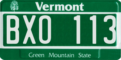VT license plate BXO113