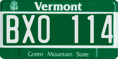 VT license plate BXO114