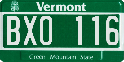 VT license plate BXO116