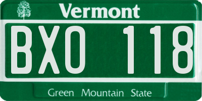 VT license plate BXO118