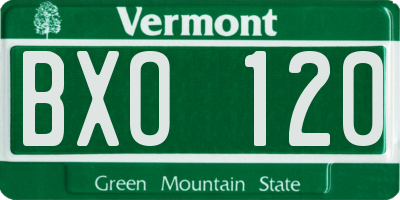 VT license plate BXO120