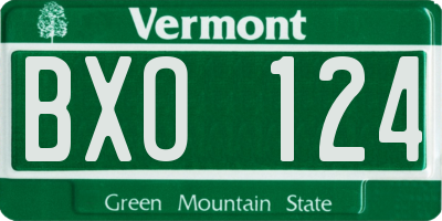 VT license plate BXO124
