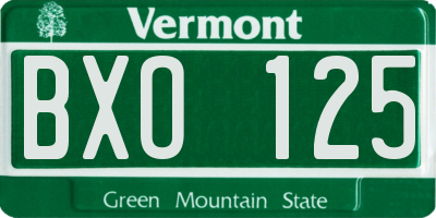 VT license plate BXO125