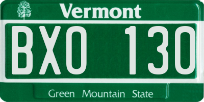 VT license plate BXO130
