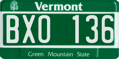 VT license plate BXO136