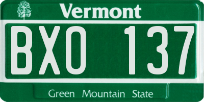 VT license plate BXO137