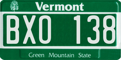 VT license plate BXO138