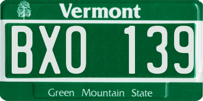 VT license plate BXO139