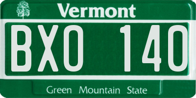 VT license plate BXO140