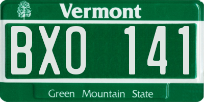VT license plate BXO141