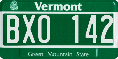 VT license plate BXO142