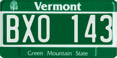 VT license plate BXO143