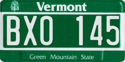 VT license plate BXO145